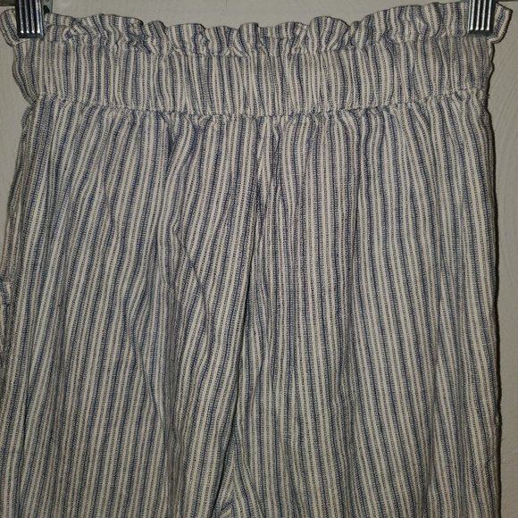 AE Outfitters Paperbag High Waisted Linen Blend Striped Tapered Pants Size XS - Picture 14 of 16